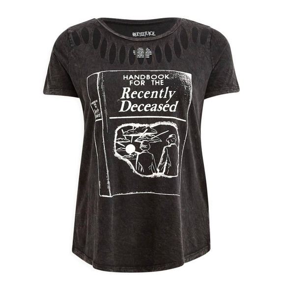 Torrid Plus Size 2 Beetlejuice Slashed Handbook Punk Gothic Graphic Tee T Shirt - Picture 2 of 4